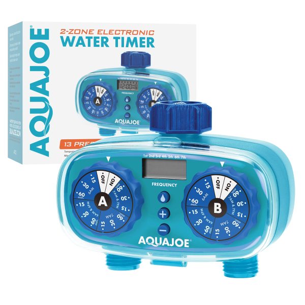 Restored Aqua Joe AJ-ET2Z Easy 2-Zone Electronic Timer w/13 Program Presets, LCD Display, Max Frequency Control (Refurbished)