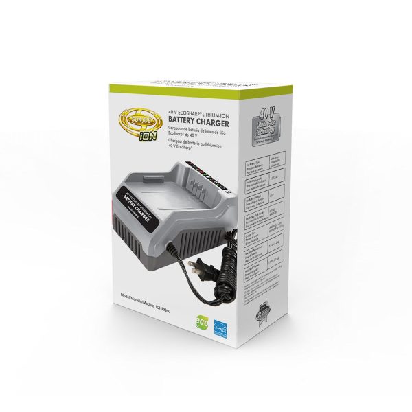 Restored Snow Joe + Sun Joe iCHRG40 | EcoSharp Lithium-Ion Battery Charger | 40 Volt | Gray | CERTIFIED AUTHENTIC (Refurbished) - Image 2