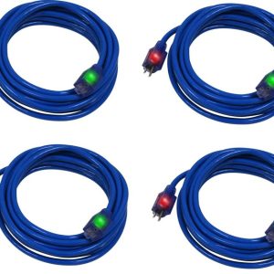 4 Pack - Century Wire and Cable ProGlo 25ft 14/3 SJTW Coldweather Extension Cord with CGM