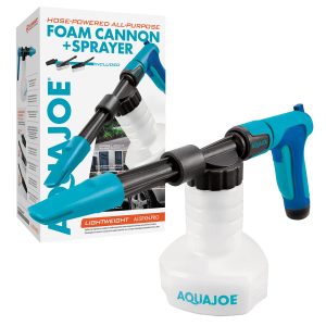 Restored Aqua Joe AJ-SPXN-PRO 2-in-1 All-Purpose Garden Hose-Powered Adjustable Foam Cannon Spray Gun Kit, w/Bristle Brush and Detailer Sponge Attachments (Refurbished)