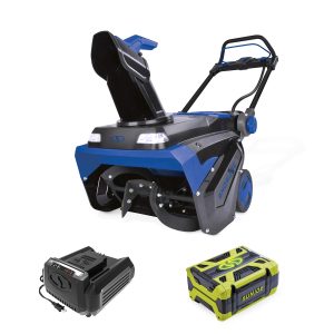 Restored Snow Joe iON100V-21SB | 100V Cordless Variable Speed Single Stage Snowblower Kit | 21-Inch | W/ 5.0-Ah Battery and Charger (Refurbished)