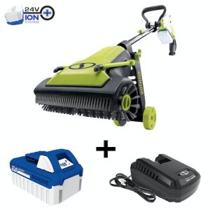Restored Sun Joe 24V-PSC | 24-Volt* IONMAX Cordless Surface & Patio Cleaner Kit | Nylon Bristle Brushes | Dual Spray Nozzle | W/ 4.0-Ah Battery + Charger | Some Cosmetic Wear (Refurbished)
