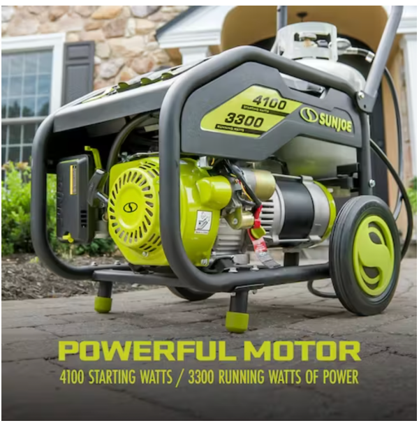 Restored Power Joe SJG4100LP-TV1 | Portable Propane Generator Bundle | 4100 Starting Watt | 3300 Running Watt | W/ Cover, Extension Cord, Magnetic Dipstick, 24V 2.0-Ah Battery & Charger (Refurbished) - Image 4