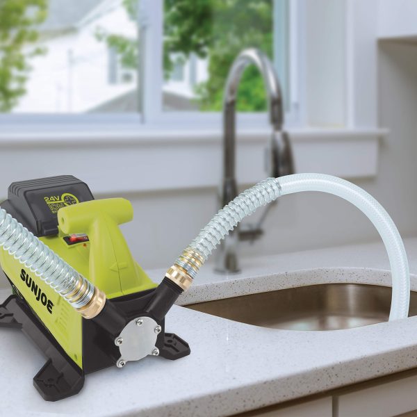 Restored Sun Joe 24V-XFP5-LTE | 24-V Cordless Transfer Pump Kit | 5.0-GPM | 13-Ft Suction Lift | 52-Ft Head Height | W/ 2.0-Ah Battery + Charger (Refurbished) - Image 9
