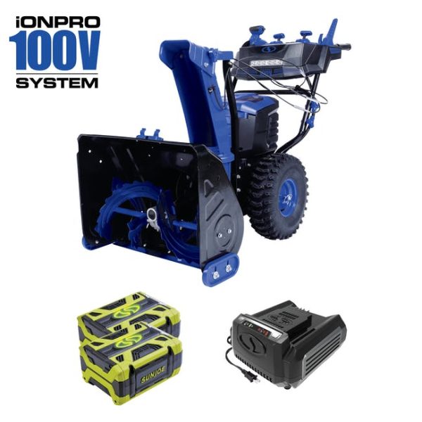 Restored Snow Joe ION100V-24SB | 24 in. Cordless Dual-Stage Snow Blower | 100-Volt | 2 x 5.0 Ah Batteries and Charger (Refurbished) - Image 2