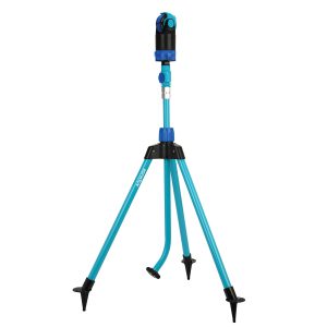 Restored Scratch and Dent Aqua Joe AJ-6PSTB-MAX HD Sprinkler & Mister W/Metal Tripod Base, 6 Patterns, 4100 Sq. Ft. Coverage, (Refurbished)