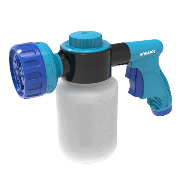Restored Aqua Joe AJ-MSG-TND | Hose-Powered Multi Spray Gun | W/ Quick Change Soap to Water Dial | 7 Spray Patterns | Holds Up To 17 Fl Oz (Refurbished)