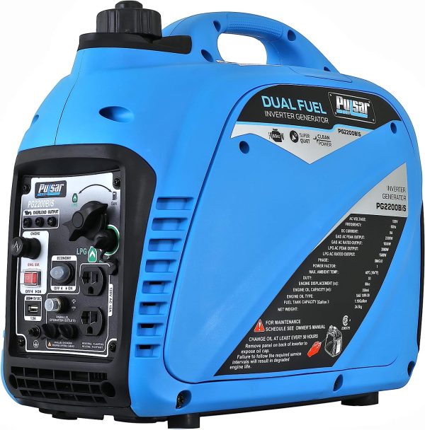Restored Pulsar 2,200W Portable Dual Fuel Quiet Inverter Generator with USB Outlet & Parallel Capability, CARB Compliant, PG2200BiS (Refurbished) - Image 6