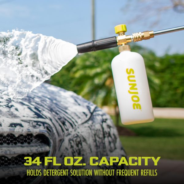 Restored Sun Joe SPX-FC34-PRO | Foam Cannon for SPX Series Electric Pressure Washers | 34 Oz | 1/4" Quick Connector | Adjustable Spray Nozzle | White (Refurbished) - Image 3