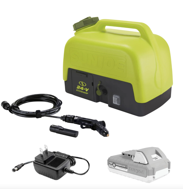 Restored Sun Joe WA24C-LTE | 24-Volt* | IONMAX Cordless Go-Anywhere Portable Sink/Shower Spray Washer Kit | 5 Gal | 116 PSI Max* | 1.5 GPM Max* | W/ 2.0Ah Battery + Charger (Refurbished) - Image 2