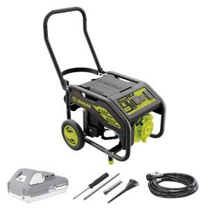 Restored Scratch and Dent Sun Joe SJG4100LP | Portable Propane Generator | Push-Button Electric + Recoil Start | Power Cooling | 4100 Starting Watt | 3300 Running Watt | Battery+Charger (Refurbished)